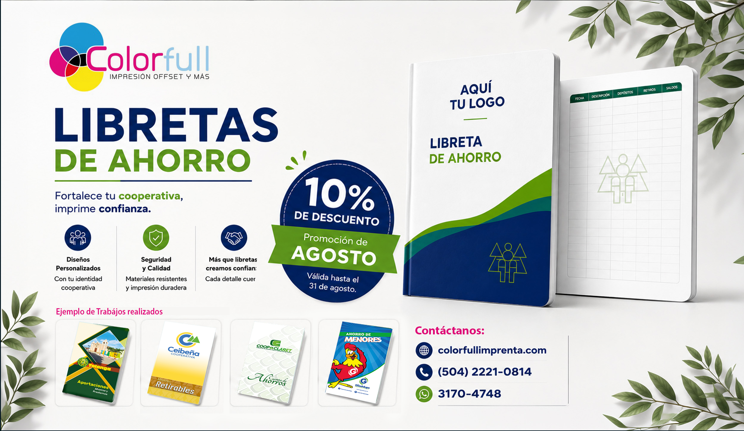 Impresión de Libretas Cooperativas e Institucionales - Colorfull Imprenta Tegucigalpa